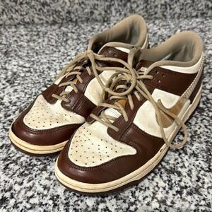Nike Dunk Low Plaid Brown Size 6.5Y Fits Womens 8 Earth Tone Scuffing Collar